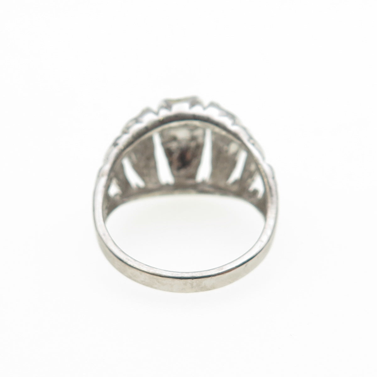 925 Sterling Silver Vintage Modernist Oxidized Dome Ring Size 5.75