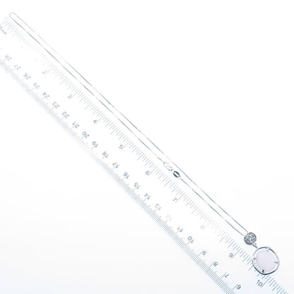 925 Sterling Silver Real Rose Quartz & C Z Box Chain Necklace 18"