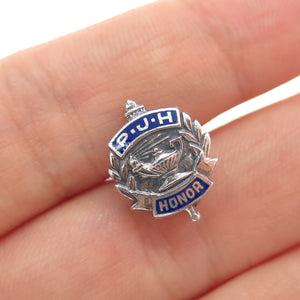 H.W. PETERS 925 Sterling Silver Vintage Enamel PJH Honor Society Pin Brooch