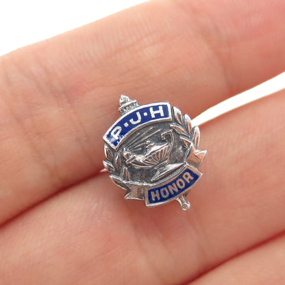 H.W. PETERS 925 Sterling Silver Vintage Enamel PJH Honor Society Pin Brooch