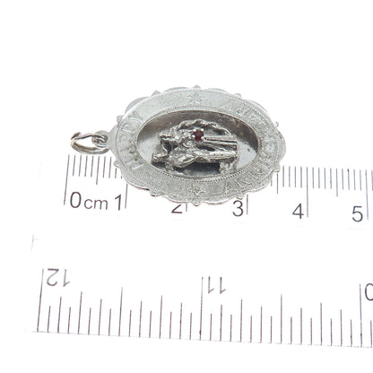 925 Sterling Silver Antique Rhinestone Engraved Happy Anniversary Charm Pendant