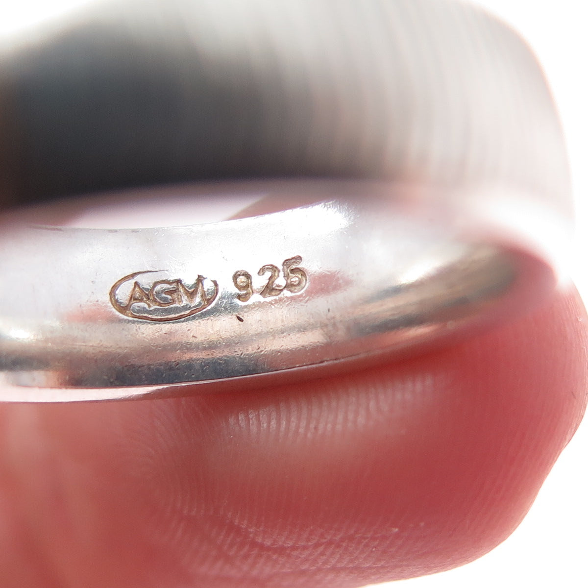 925 Sterling Silver Vintage AGM Ribbed Band Ring Size 7