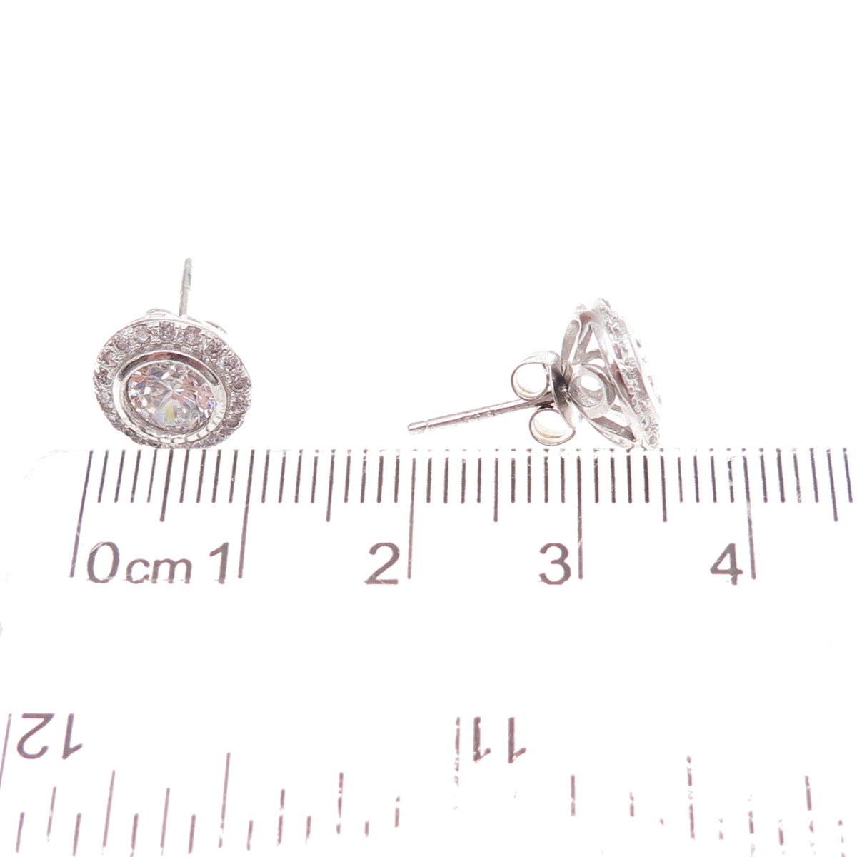 925 Sterling Silver Round-Cut C Z Stud Earrings
