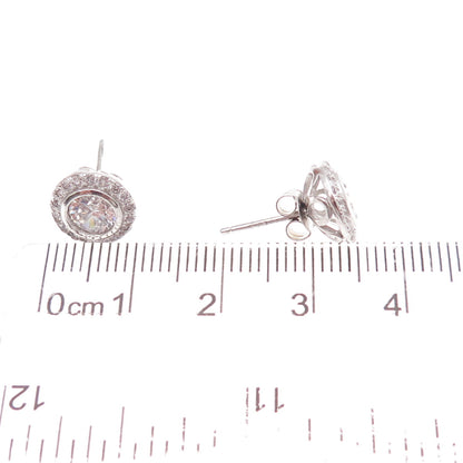 925 Sterling Silver Round-Cut C Z Stud Earrings
