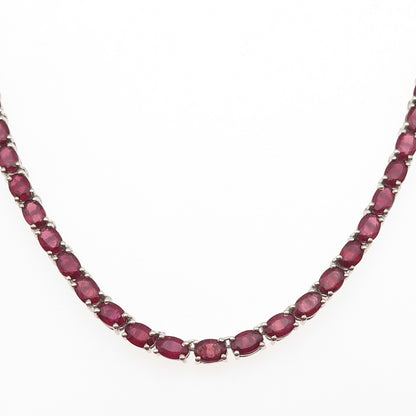 Chuck Clemency 925 Sterling Silver Real Ruby & White Topaz Chain Necklace 18"