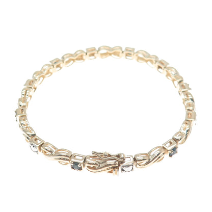 ROSS SIMONS Sterling Gold Plated Real Diamond & Sapphire Infinity Bracelet 7.25"