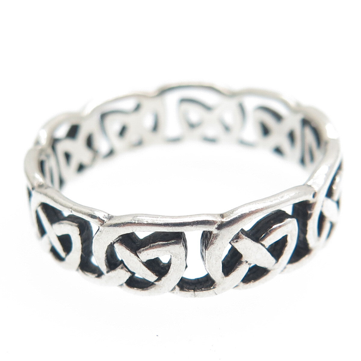 925 Sterling Silver Vintage Celtic Knot Oxidized Band Ring Size 10.5
