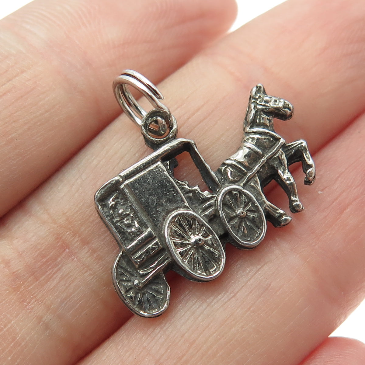 LANC CO. 925 Sterling Silver Vintage Dutch 1963 Horse Carriage Pendant