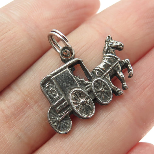 LANC CO. 925 Sterling Silver Vintage Dutch 1963 Horse Carriage Pendant