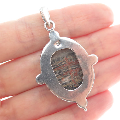 DOUG PAULUS 925 Sterling Silver Vintage Leopard Skin Jasper Granulated Pendant
