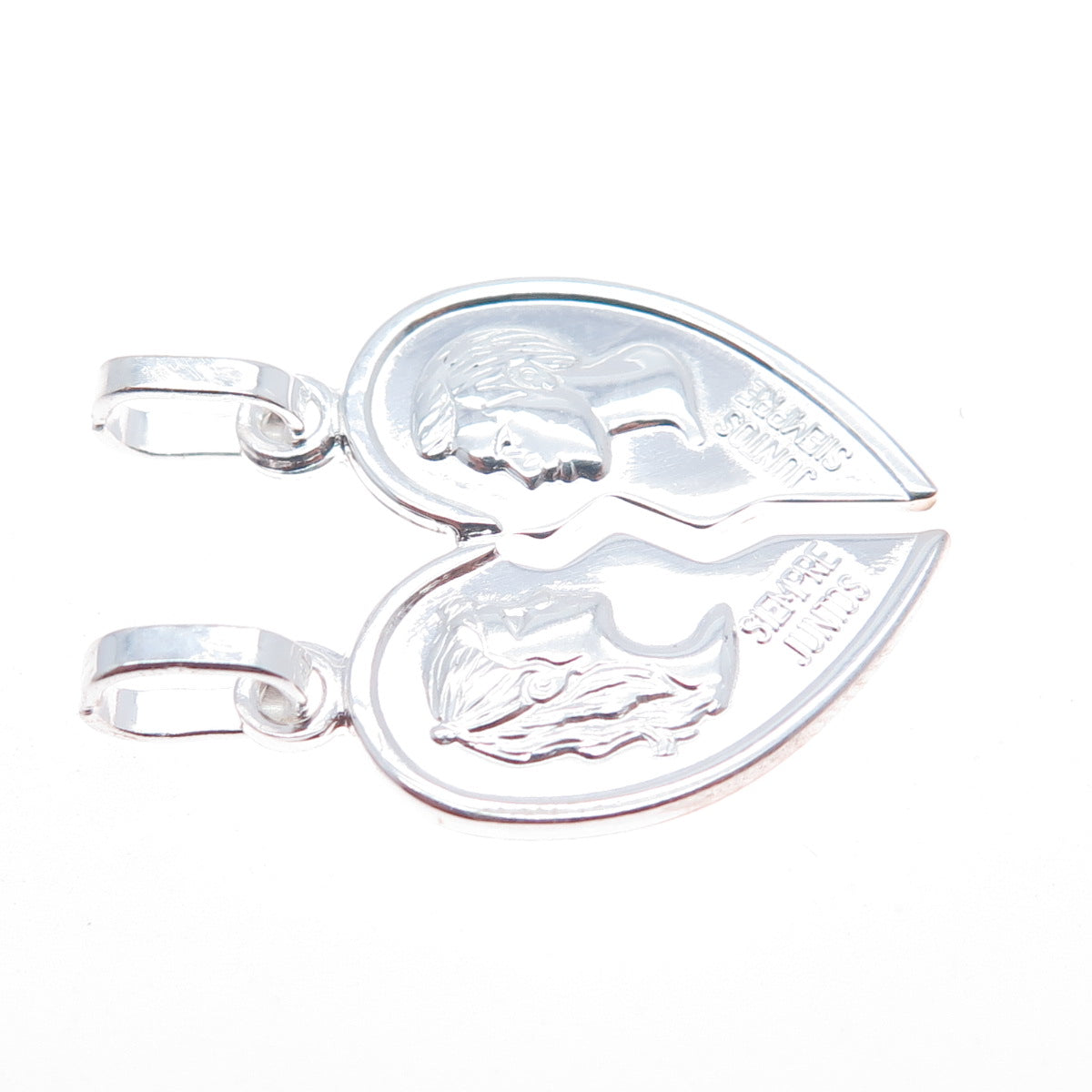 925 Sterling Silver Italy Always Together Broken Heart Charm Pendant