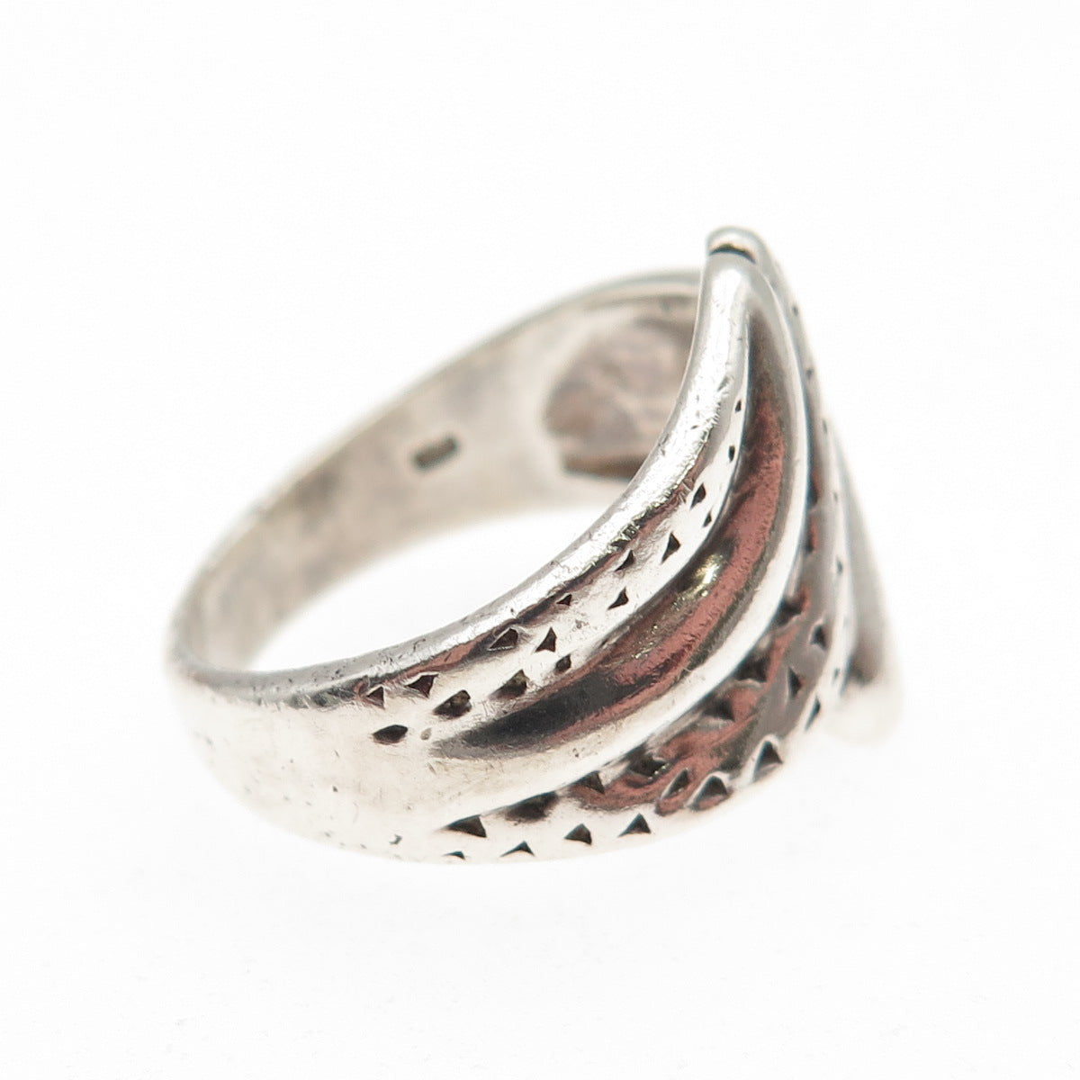 925 Sterling Silver Vintage Modernist Bypass Ring Size 6
