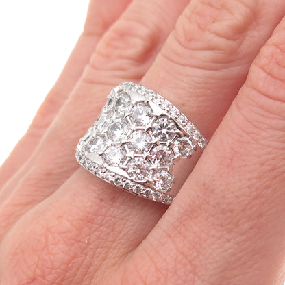 925 Sterling Silver Round-Cut C Z Sparkle Ring Size 9.25