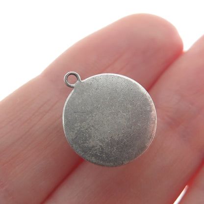 925 Sterling Silver Antique Art Deco Table Minimalist 3D Charm Pendant