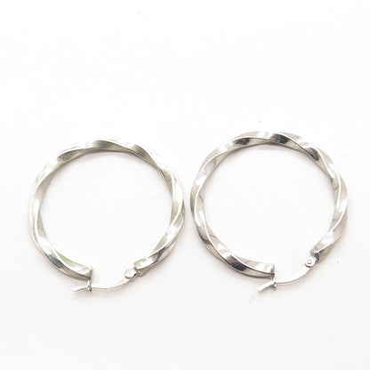 HANIN 925 Sterling Silver Twisted Hinged Hoop Earrings