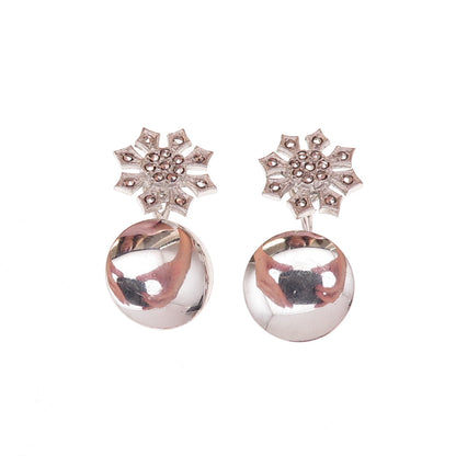 925 Sterling Silver Antique Art Deco Real Marcasite Floral Cufflinks