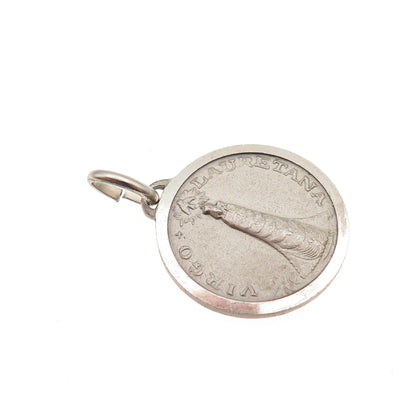 800 Silver Vintage Italy Virgo Lauretana Mini Charm Pendant