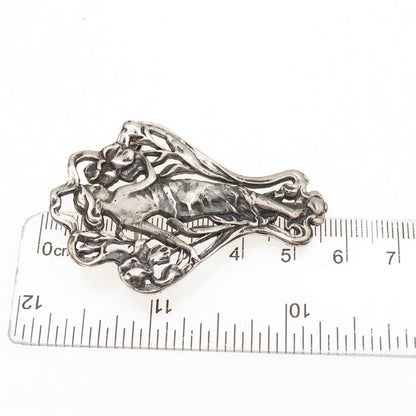 Ari D Norman Sterling Silver Vintage 1981 London Floral Lady Pin Brooch Pendant