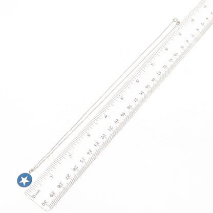 925 Sterling Silver Blue Enamel Star Round Tag Cable Chain Necklace 18"