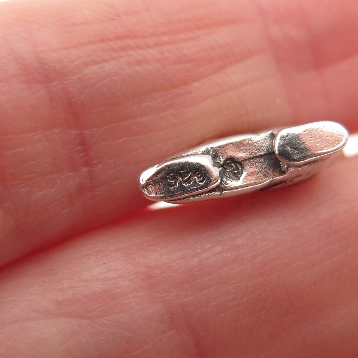 925 Sterling Silver Vintage Ski Boot Oxidized 3D Mini Charm Pendant