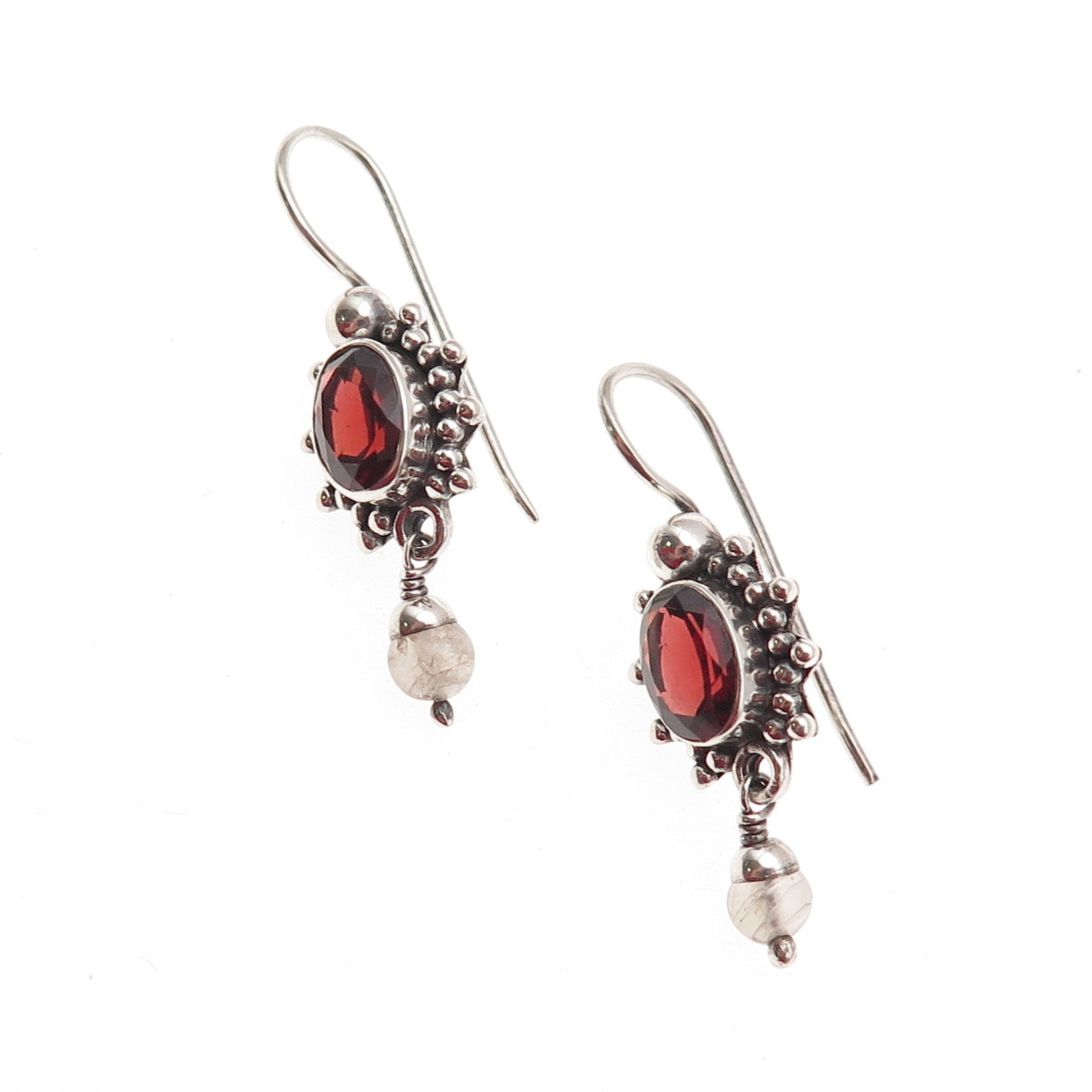 DP Doug Paulus 925 Sterling Silver Vintage Real Red Garnet & Moonstone Earrings