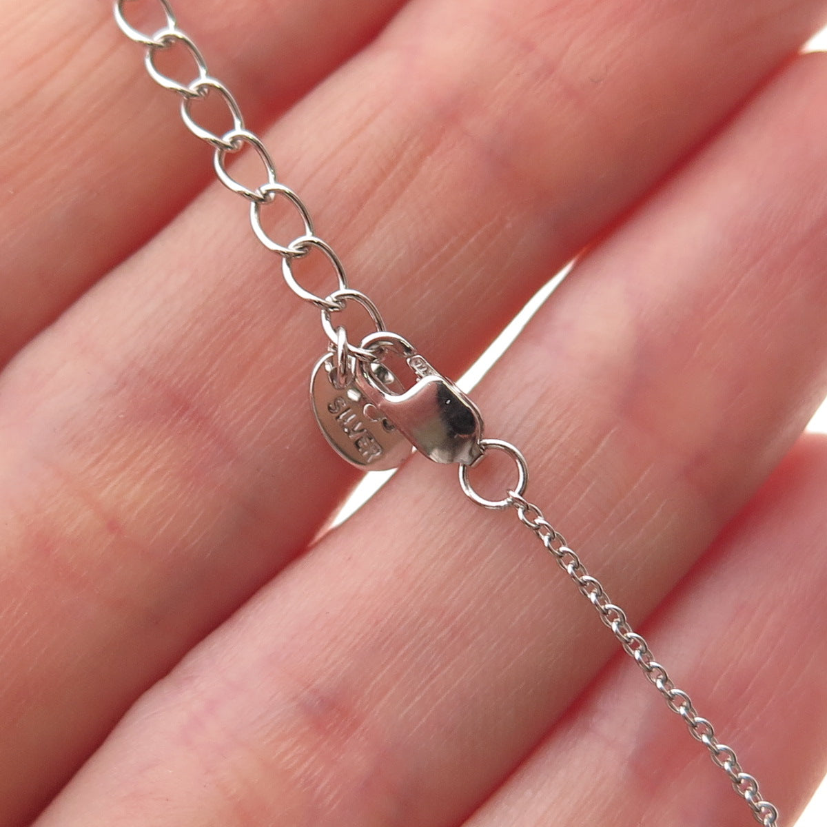 925 Sterling Silver Round-Cut C Z Cross Cable Chain Necklace 16-18"