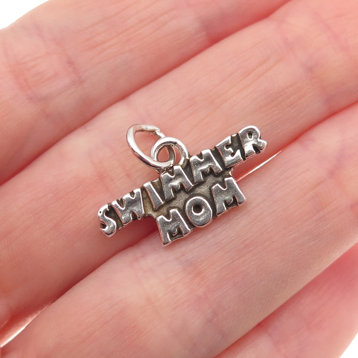 Sundancer 925 Sterling Silver Vintage Swimmer Mom Oxidized Mini Charm Pendant