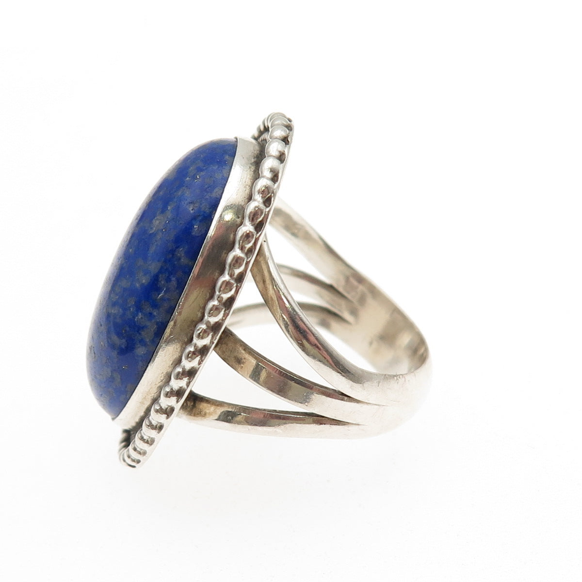 Running Bear Old Pawn 925 Sterling Silver Vintage Southwestern Lapis Ring Size 7