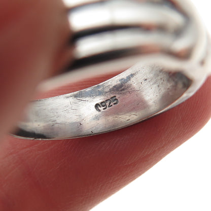 925 Sterling Silver Vintage Modernist Arrow Oxidized Ring Size 6