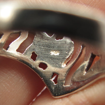 925 Sterling Silver Vintage Modernist Heart Ring Size 8.5