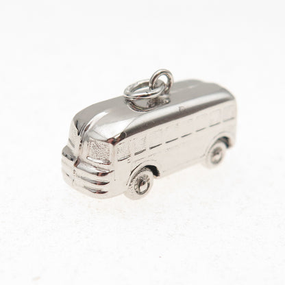 925 Sterling Silver Vintage School Bus Movable 3D Charm Pendant