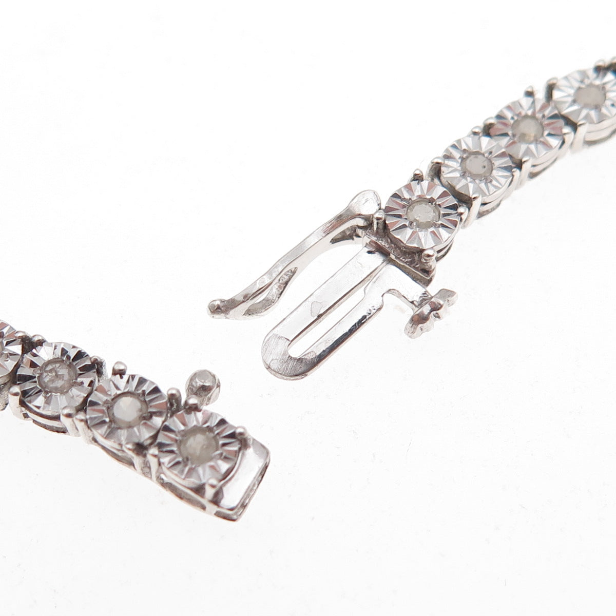 Vicky Jousan 925 Sterling Silver Real Diamond Tennis Link Bracelet 7.25"