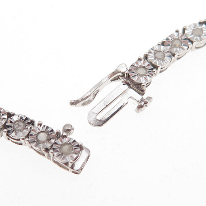 Vicky Jousan 925 Sterling Silver Real Diamond Tennis Link Bracelet 7.25"