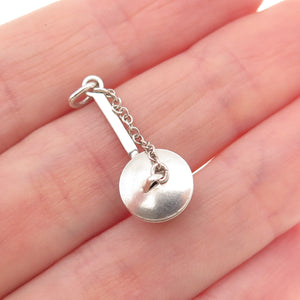 925 Sterling Silver Antique Art Deco Frying Pan Mini Pill Box Charm Pendant