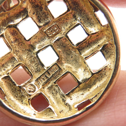 925 Sterling Silver 2-Tone Vintage Woven Charm Pendant
