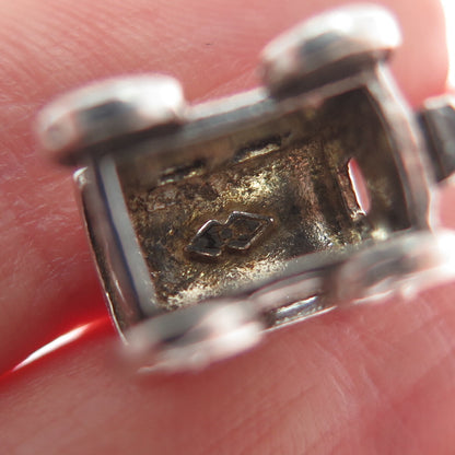 925 Sterling Silver Vintage Carriage Oxidized Minimalist 3D Charm Pendant