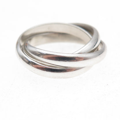 925 Sterling Silver Vintage Interlocked Trinity Band Ring Size 5.5
