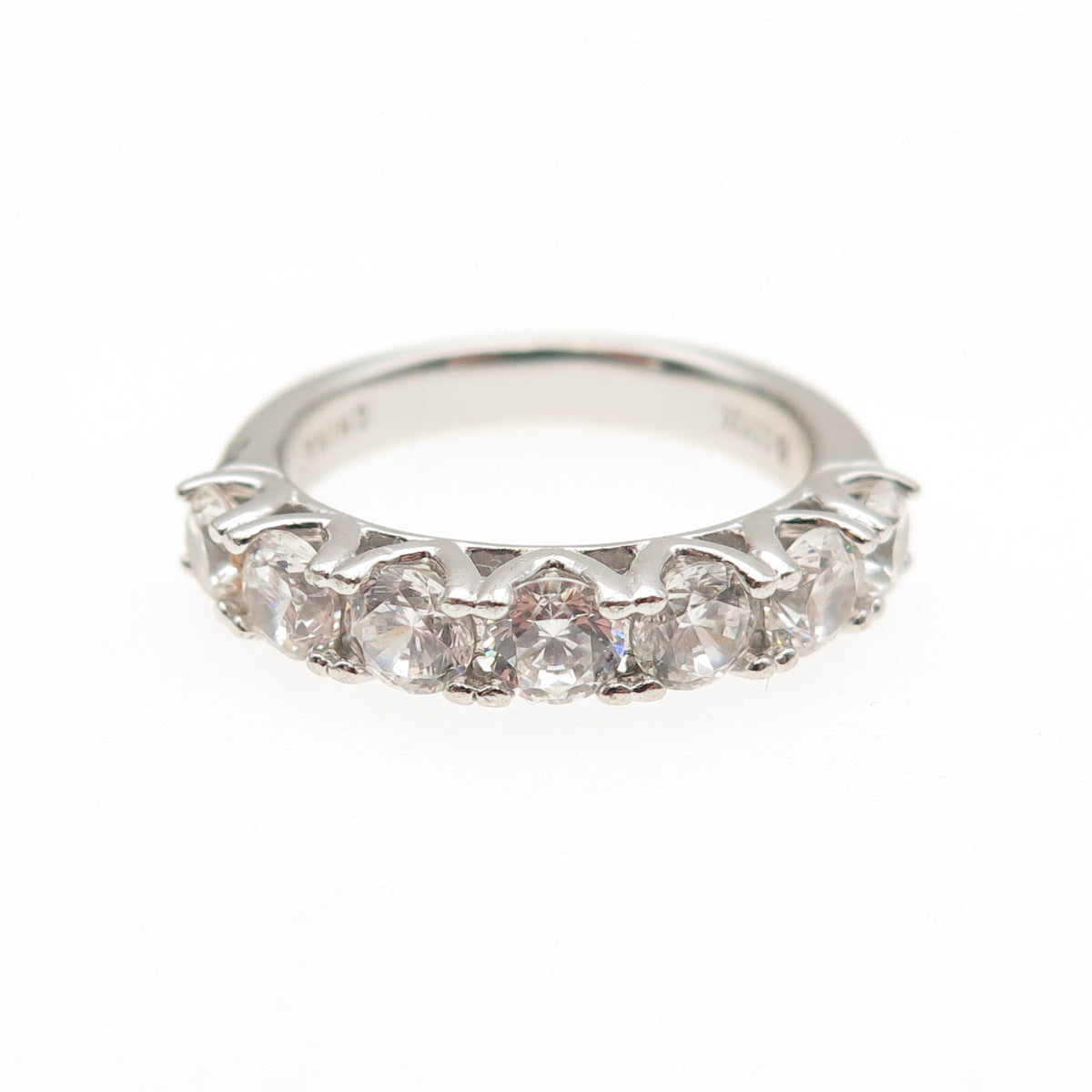 925 Sterling Silver Round-Cut C Z Half Eternity Band Ring Size 5