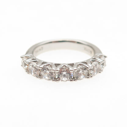 925 Sterling Silver Round-Cut C Z Half Eternity Band Ring Size 5
