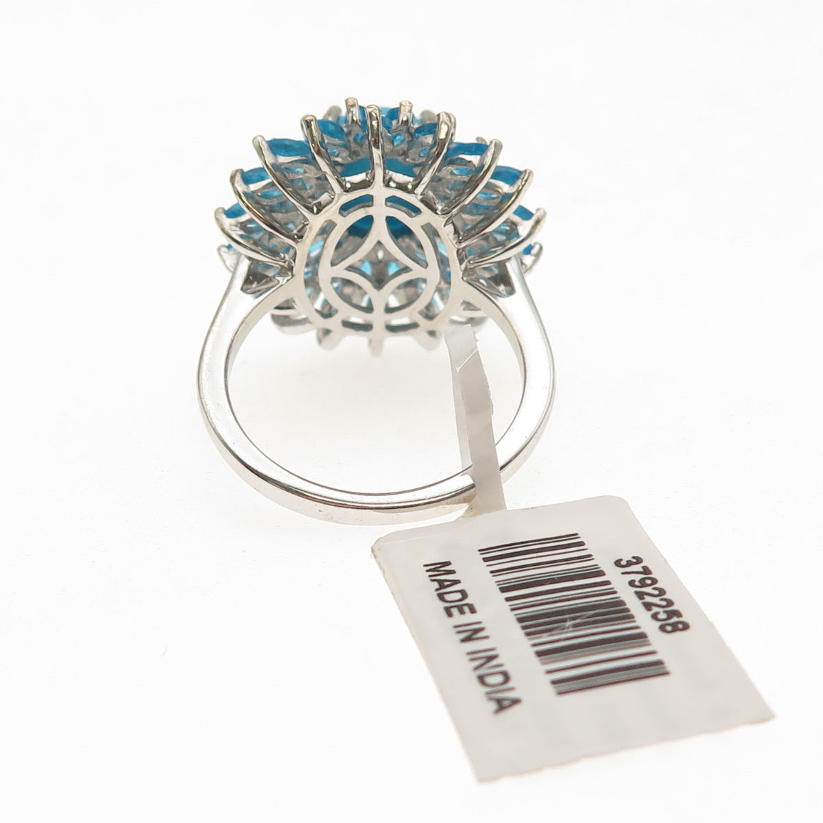D'Joy 925 Sterling Silver Real Sleeping Beauty Turquoise & Apatite Ring Size 8