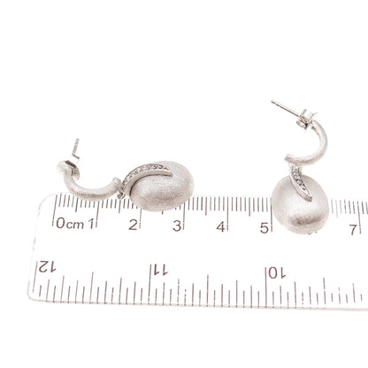 925 Sterling Silver Round-Cut C Z Berry Dangle Earrings