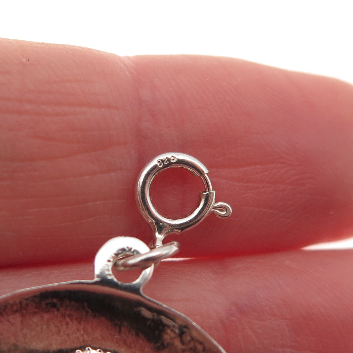 SX Sally C Sterling Silver Vintage Sand Dollar Spring Ring Lock Charm Pendant