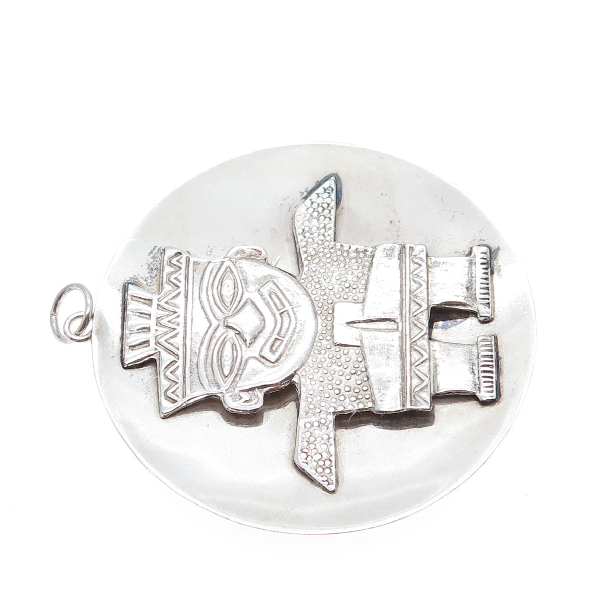 900 Silver Vintage Peruvian God Large Tribal Charm Pendant