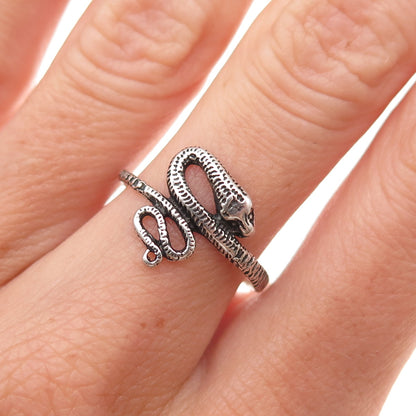 925 Sterling Silver Vintage Snake Oxidized Ring Size 8