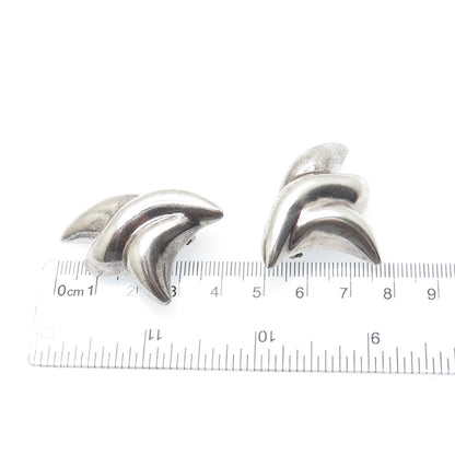 FRANCISCO RIVERA 925 Sterling Silver Vintage Mexico Modernist Clip On Earrings