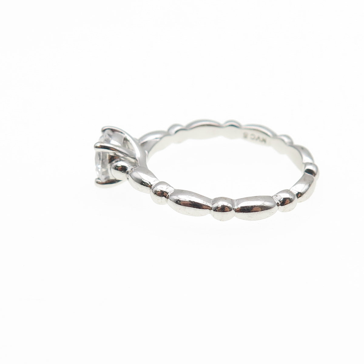 925 Sterling Silver Round-Cut C Z Engagement Ring Size 8.25
