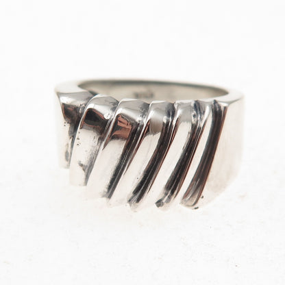 925 Sterling Silver Vintage Modernist Oxidized Ring Size 7.5