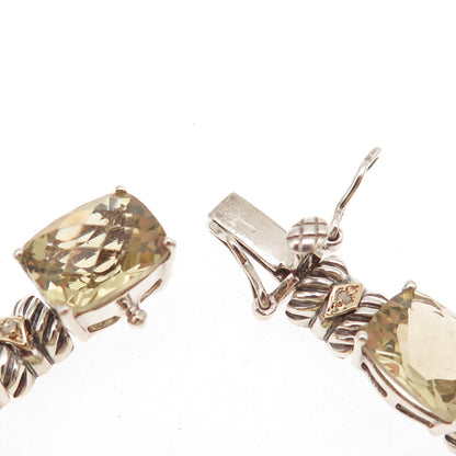 Town & Country Sterling 14K Gold Vintage Real Diamond Smoky Quartz Bracelet 7"