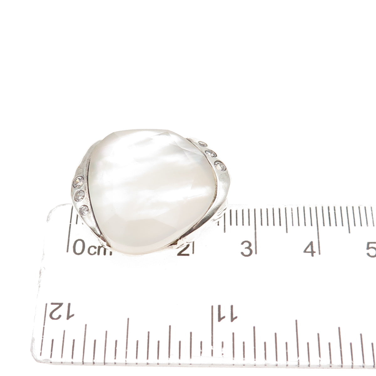 SILPADA 925 Sterling Silver Real Doublet MOP & C Z Modernist Slide Pendant