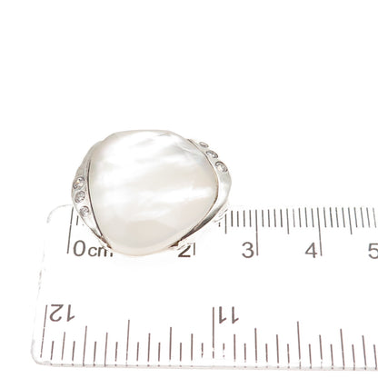 SILPADA 925 Sterling Silver Real Doublet MOP & C Z Modernist Slide Pendant